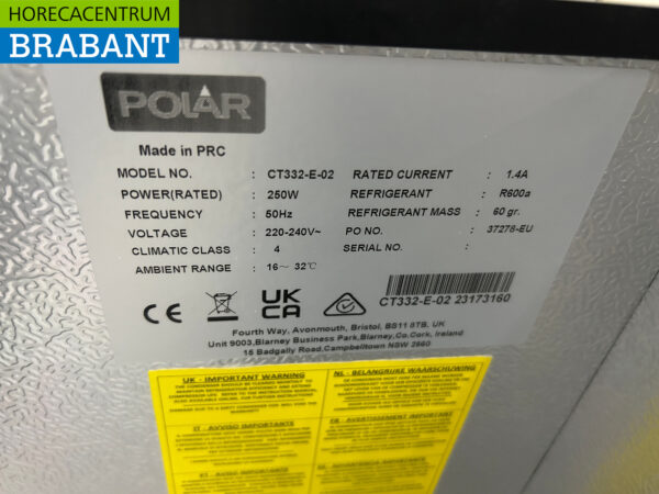 Acier inoxydable Polar CT332 Glacière à bouteilles Glacière de bar Capacité 517 litres 163,4 cm 230V Horeca – Image 6
