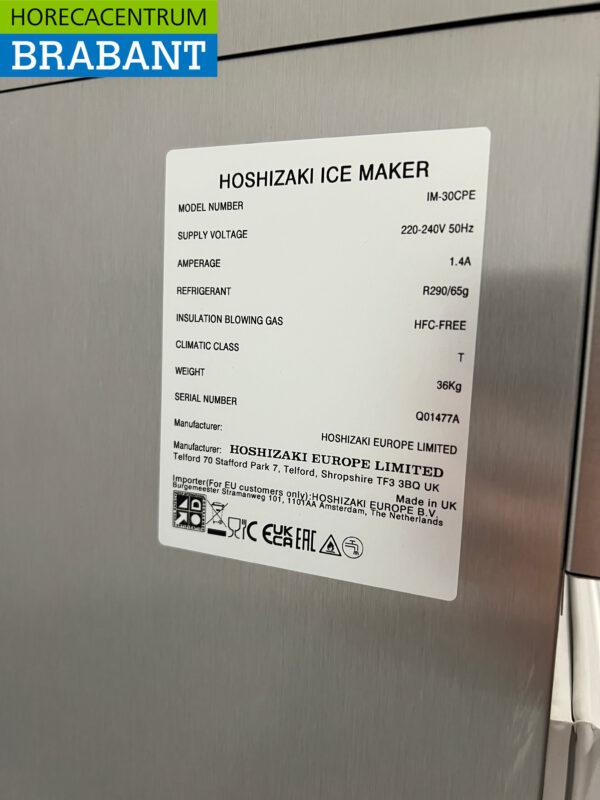 Hoshizaki IM-30CPE en acier inoxydable avec trémie de 11,5 kg Produit 30 kg par jour 230V Horeca – Image 7