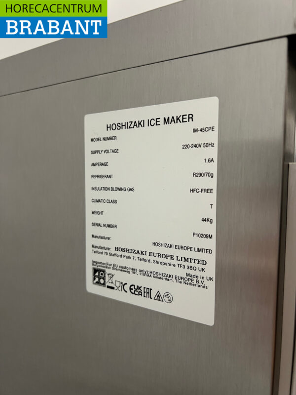 Hoshizaki IM-45CPE en acier inoxydable avec trémie de 15 kg Produit 47 kg par jour 230V Horeca – Image 7