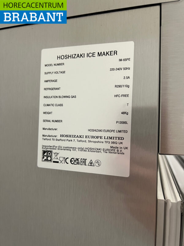 Hoshizaki IM-65PE en acier inoxydable avec trémie de 26 kg Produit 58 kg par jour 230V Horeca – Image 7