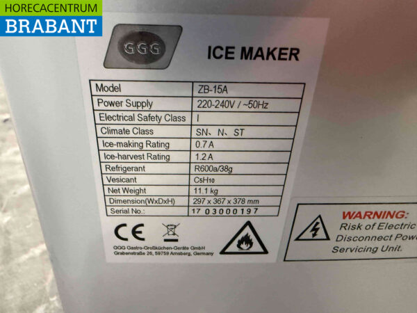 GGG machine à glaçons machine à glaçons 15 kg p/d 230V Horeca – Image 5