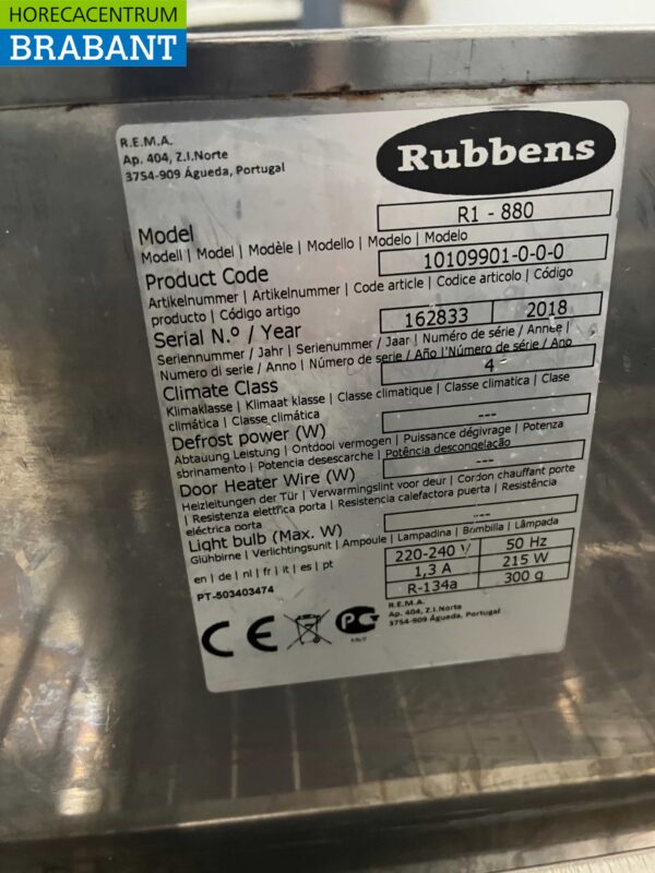 Rubbens en acier inoxydable Comptoir réfrigéré Saladette 2 portes 88 cm 230V Horeca – Image 6