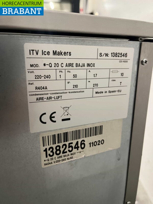 Machine à glaçons ITV Quasar en acier inoxydable Machine à glaçons 22 kg p/d 230V Horeca – Image 5
