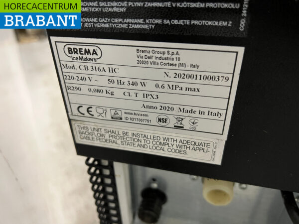 Machine à glaçons Brema CB 316 en acier inoxydable Machine à glaçons 33 kg p/d 230V Horeca – Image 5