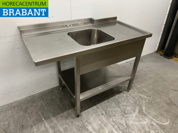 Table d'alimentation en acier inoxydable pour lave-vaisselle à passage 125,5 cm Horeca – Image 3