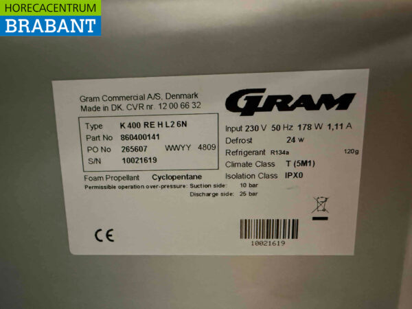 Réfrigérateur Gram en acier inoxydable Réfrigérateur 346 litres 230V Horeca – Image 5