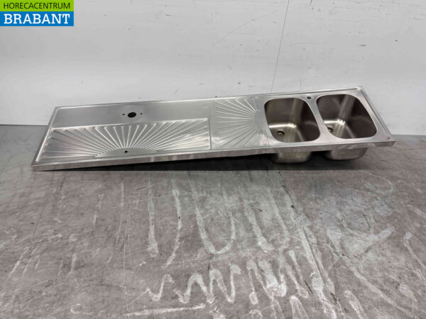 Plateau Bar en acier inoxydable avec double évier 200 x 50 cm Restauration