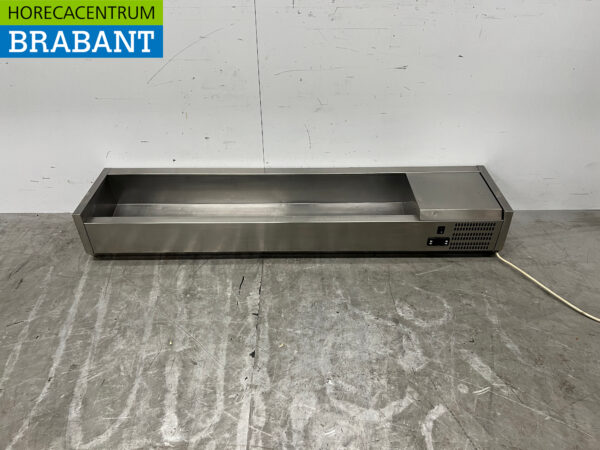 Acier inoxydable Afinox Vitrine de comptoir Réfrigérateur de comptoir saladière 7 x 1/4 GN 156 cm Horeca