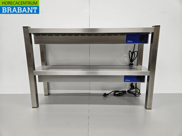 Pont double chauffant en acier inoxydable Etagère chauffante Premium-line 100 cm Horeca