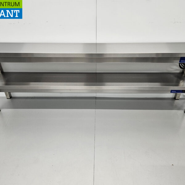 Pont double chauffant en acier inoxydable Etagère chauffante Premium-line 200 cm Horeca