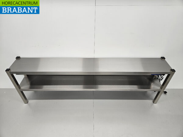 Pont double chauffant en acier inoxydable Etagère chauffante Premium-line 200 cm Horeca – Image 4