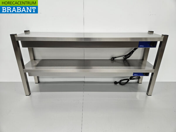 Pont chauffant double en acier inoxydable Etagère chauffante Premium-line 140 cm Catering