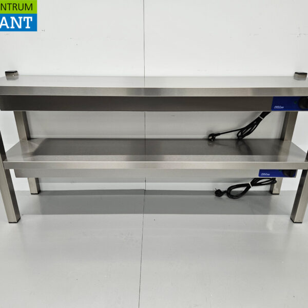 Pont chauffant double en acier inoxydable Etagère chauffante Premium-line 140 cm Catering