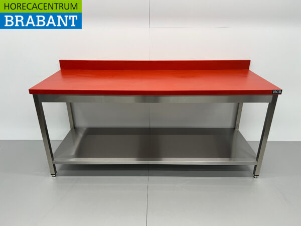 Acier inoxydable Polyéthylène PE Table de découpe Table de travail Premium-line 200 cm Restauration Boucherie