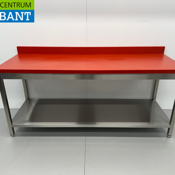 Acier inoxydable Polyéthylène PE Table de découpe Table de travail Premium-line 200 cm Restauration Boucherie