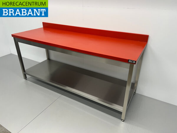 Acier inoxydable Polyéthylène PE Table de découpe Table de travail Premium-line 200 cm Restauration Boucherie – Image 2