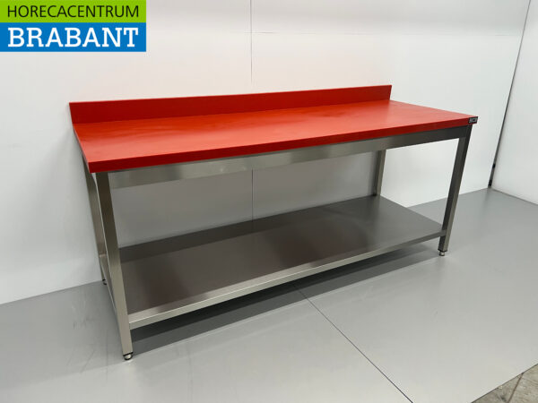 Acier inoxydable Polyéthylène PE Table de découpe Table de travail Premium-line 200 cm Restauration Boucherie – Image 3