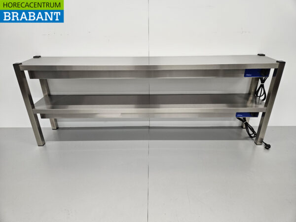 Pont chauffant double en acier inoxydable Etagère chauffante Premium-line 180 cm Catering