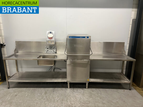 Lave-vaisselle Hobart en acier inoxydable avec table d'entrée et de sortie 400V Horeca