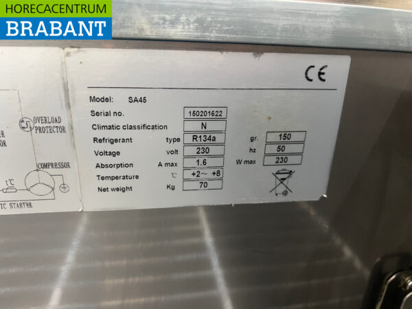 Acier inoxydable Comptoir réfrigéré 2 portes 90 cm 230V Horeca – Image 6