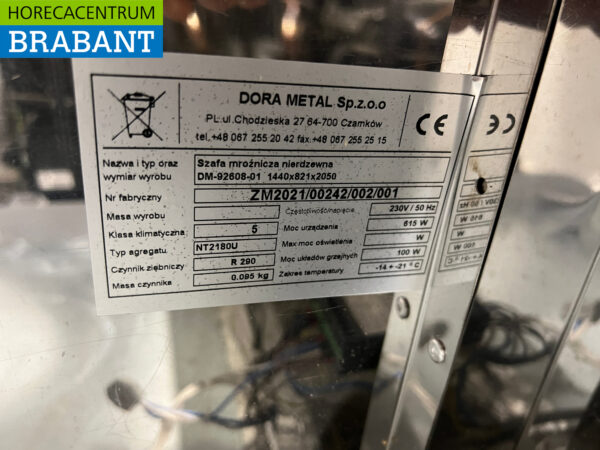 Acier inoxydable Dora Metal Double-Door Freezer Congélateur coffre 1340 litres 230V Horeca – Image 5