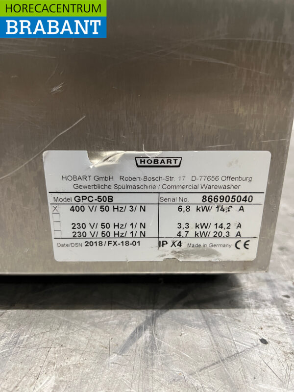 Rinceuse à verre Hobart en acier inoxydable avec pompe de vidange 230V Horeca – Image 7