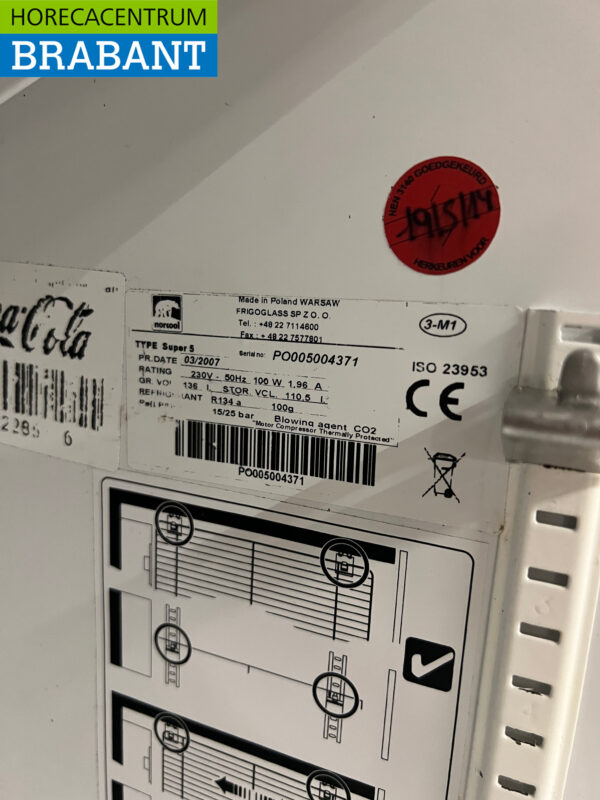 Coca Cola Réfrigérateur à porte vitrée 136 litres 230V Horeca – Image 5
