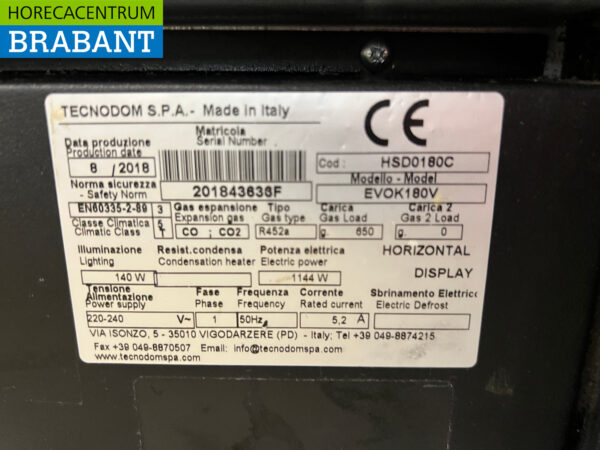 Tecnodom Vitrine réfrigérée Confiseur 180 cm 230V Horeca – Image 5