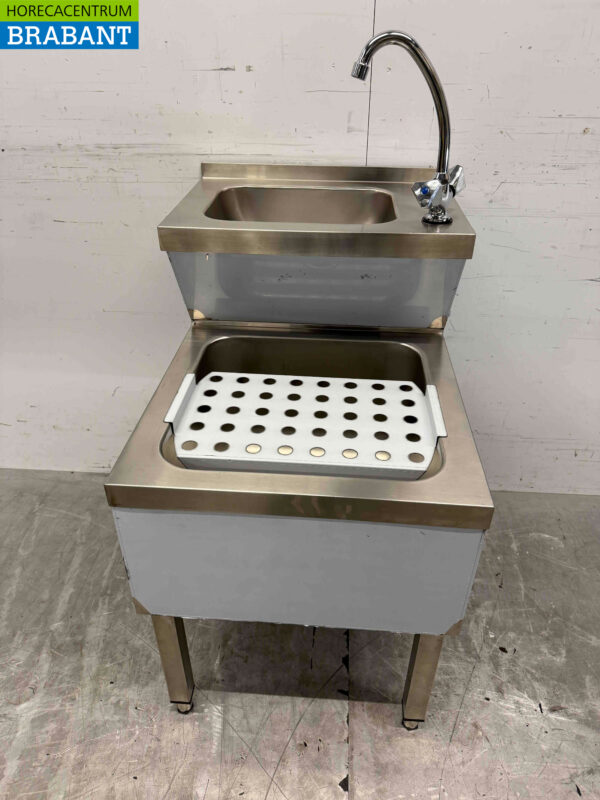 Évier double en acier inoxydable Évier combi Robinet 50 cm Traiteur