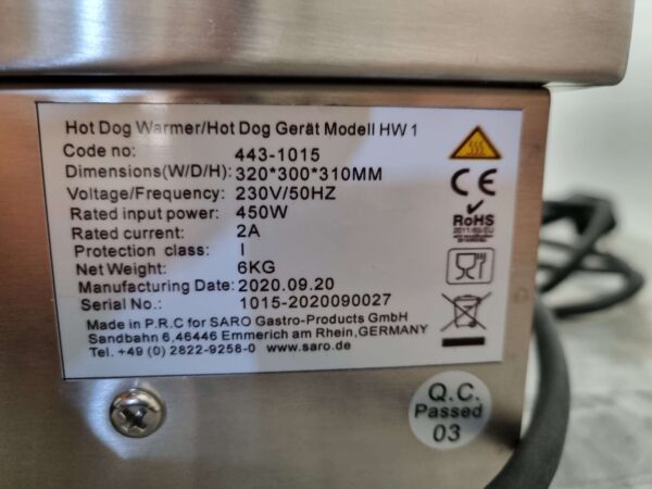 Bouilloire à hot-dogs en acier inoxydable Réchauffeur de hot-dogs Hotdog 230V Horeca – Image 5