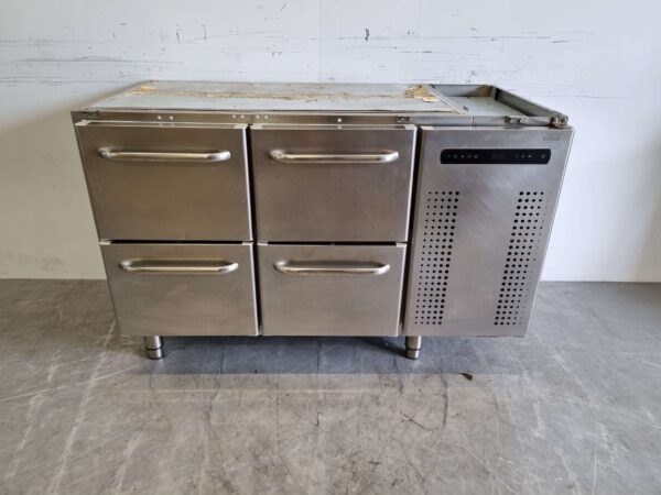 Acier inoxydable Gram Établi réfrigéré 4 tiroirs 129 cm 230V Horeca