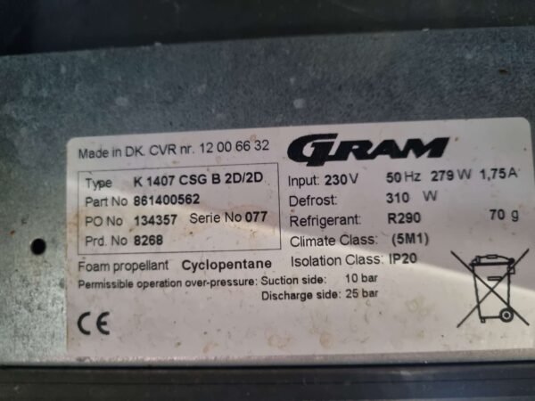 Acier inoxydable Gram Établi réfrigéré 4 tiroirs 129 cm 230V Horeca – Image 6