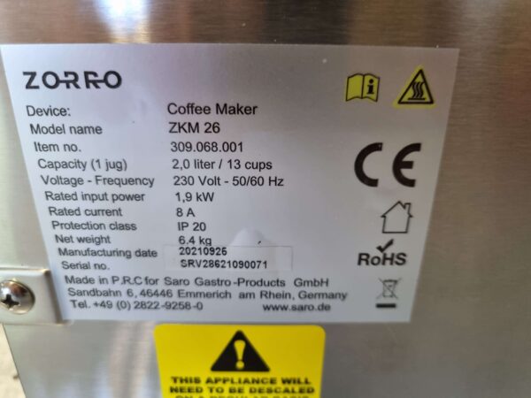 Machine à café Zorro en acier inoxydable Machine à café 230V Horeca – Image 5
