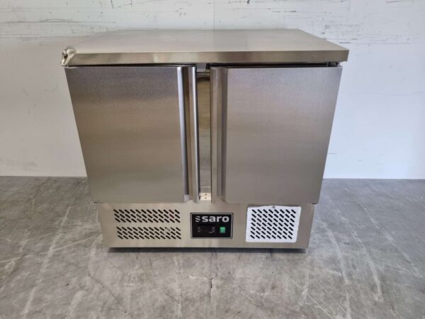 Saladette de comptoir réfrigérée Saro en acier inoxydable 2 portes 90 cm 230V Horeca