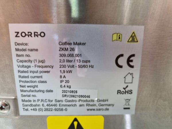 Machine à café Zorro en acier inoxydable Machine à café 230V Horeca – Image 4