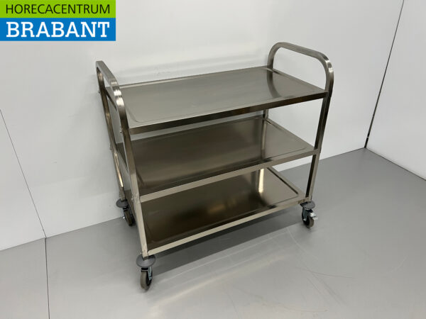 Chariot de service en acier inoxydable 3 étages 95 cm Restauration – Image 2
