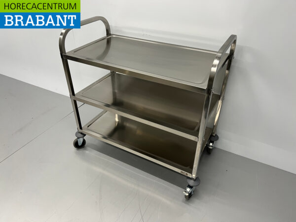 Chariot de service en acier inoxydable 3 étages 95 cm Restauration – Image 3