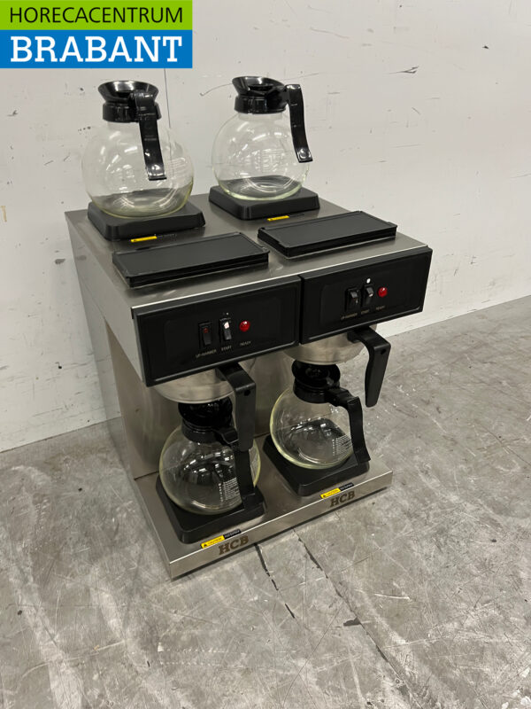 HCB acier inoxydable Machine à café double Machine à café avec 4 verseuses 1,8 litres 230V Horeca – Image 3