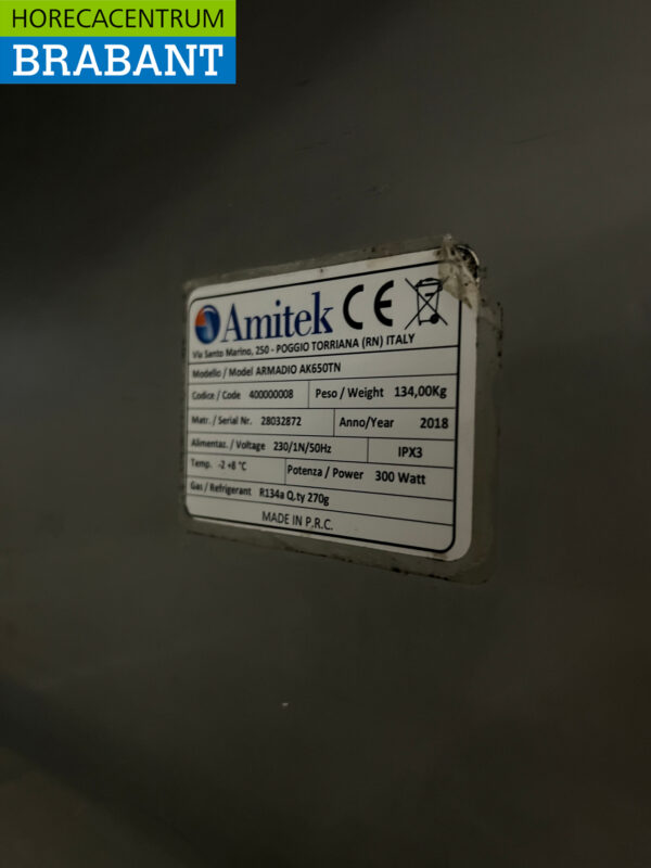 Réfrigérateur Amitek en acier inoxydable Refroidissement 650 litres 230V Horeca – Image 5