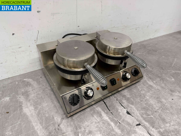 Gaufrier double en acier inoxydable avec minuterie sirop gaufre cornet de glace 230V Horeca – Image 2