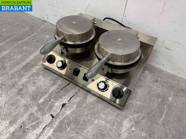 Gaufrier double en acier inoxydable avec minuterie sirop gaufre cornet de glace 230V Horeca – Image 3