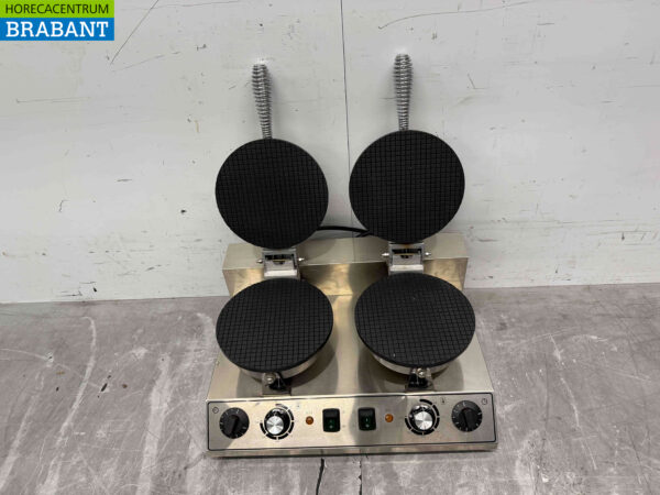Gaufrier double en acier inoxydable avec minuterie sirop gaufre cornet de glace 230V Horeca – Image 4
