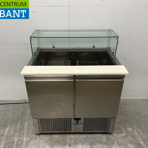 Acier inoxydable Tecnodom Établi réfrigéré Saladette 2 portes 90,5 cm 230V Horeca