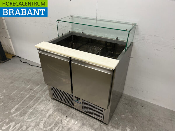Acier inoxydable Tecnodom Établi réfrigéré Saladette 2 portes 90,5 cm 230V Horeca – Image 2
