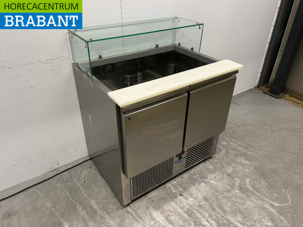 Acier inoxydable Tecnodom Établi réfrigéré Saladette 2 portes 90,5 cm 230V Horeca – Image 3