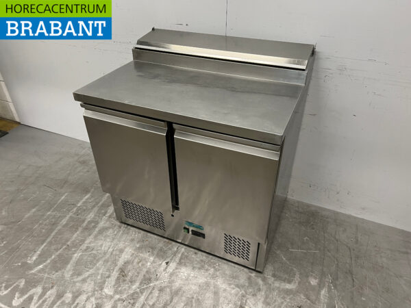 Acier inoxydable Comptoir réfrigéré Saladette 2 portes 90,5 cm 230V Horeca – Image 2