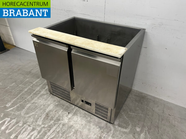 Acier inoxydable Comptoir réfrigéré Saladette 2 portes 90 cm 230V Horeca – Image 2