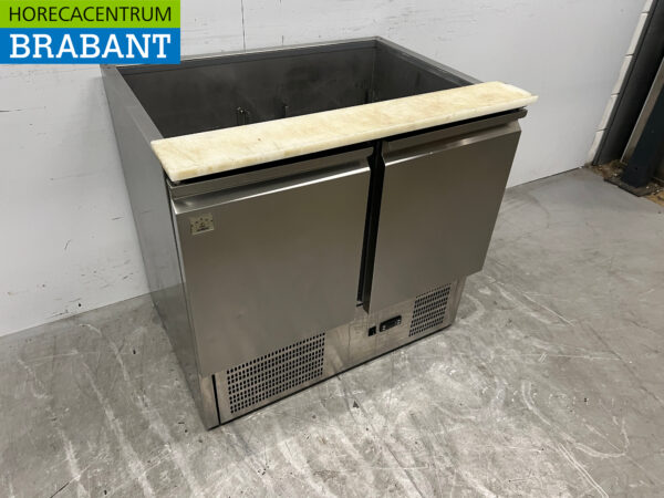 Acier inoxydable Comptoir réfrigéré Saladette 2 portes 90 cm 230V Horeca – Image 3