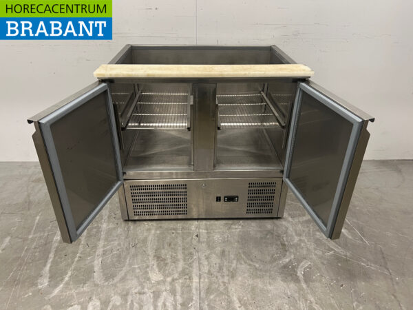 Acier inoxydable Comptoir réfrigéré Saladette 2 portes 90 cm 230V Horeca – Image 5
