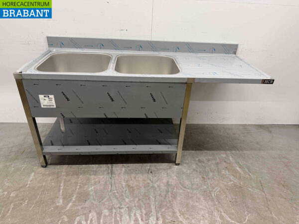 Évier en acier inoxydable double évier Premium-line 160 cm Horeca